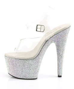 Pleaser Direct Bejeweled 708DM Silver Rhinestones Platform Heels