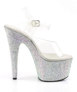 Pleaser Direct Bejeweled 708DM Silver Rhinestones Platform Heels