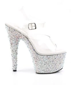 Pleaser Direct Glitter Shoes Bejeweled 708MS Silver Rhinestones Heels 9 Pleaser Direct Glitter Shoes Bejeweled 708MS Silver Rhinestones Heels