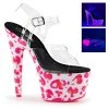 Pleaser Direct Bejeweled 708UVLP Pink Leopard Print Platform Heels Platform Shoes