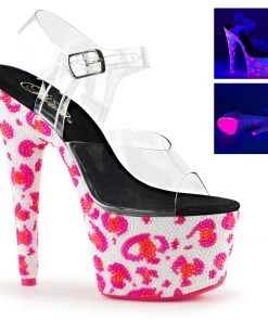 Pleaser Direct Bejeweled 708UVLP Pink Leopard Print Platform Heels Platform Shoes