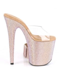 Pleaser Direct Bejeweled 812RS Rose Gold Rhinestone Platforms Larger Size Shoes