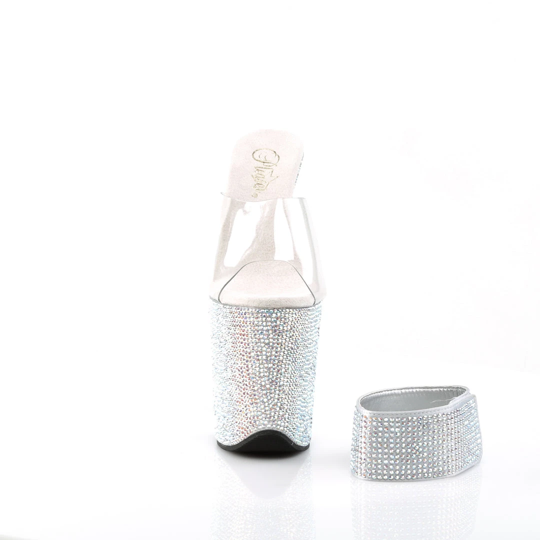 Pleaser Direct Bejeweled 812RS Silver Rhinestone Ankle Cuff Heels Larger Size Shoes 2 Pleaser Direct Bejeweled 812RS Silver Rhinestone Ankle Cuff Heels Larger Size Shoes