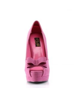 Pleaser Direct Bella 10 Pink Suede Bow Court Shoes