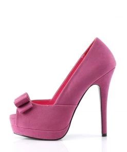 Pleaser Direct Bella 10 Pink Suede Bow Court Shoes