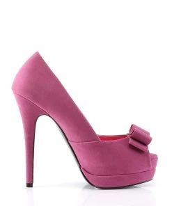 Pleaser Direct Bella 10 Pink Suede Bow Court Shoes