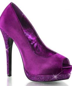 Pleaser Direct Larger Size Shoes Bella 12R Purple Satin & Rhinestone Court Shoes