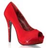 Pleaser Direct Bella 12R Red Satin & Rhinestone Court Shoes Larger Size Shoes