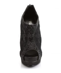 Pleaser Direct Larger Size Shoes Bella 26 Black Lace Peep Toe Boots