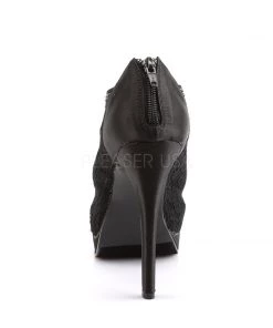 Pleaser Direct Larger Size Shoes Bella 26 Black Lace Peep Toe Boots