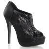 Pleaser Direct Larger Size Shoes Bella 26 Black Lace Peep Toe Boots