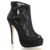 Pleaser Direct Bella 28 Black Lace Peep Toe Boots Larger Size Shoes