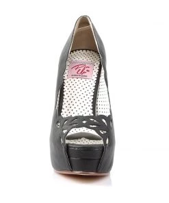 Pleaser Direct Bella 30 Black Faux Leather Cut Out Court Shoes