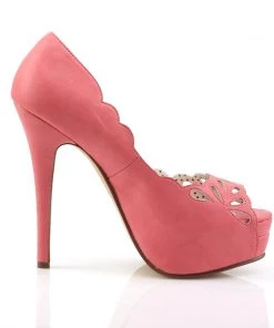 Pleaser Direct Platform Shoes Bella 30 Coral Faux Leather Cut Out Court Shoes 9 Pleaser Direct Platform Shoes Bella 30 Coral Faux Leather Cut Out Court Shoes