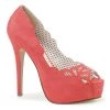 Pleaser Direct Platform Shoes Bella 30 Coral Faux Leather Cut Out Court Shoes