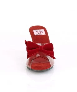 Pleaser Direct Larger Size Shoes Belle 301BOW Red Bow Sandals