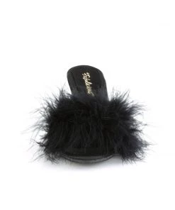 Pleaser Direct Larger Size Shoes Belle 301F Black Furry Sandals