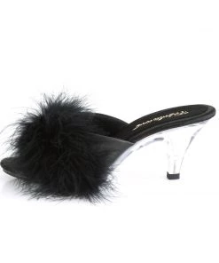 Pleaser Direct Larger Size Shoes Belle 301F Black Furry Sandals