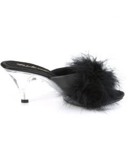 Pleaser Direct Larger Size Shoes Belle 301F Black Furry Sandals