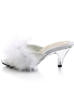 Pleaser Direct Larger Size Shoes Belle 301F White Furry Sandals