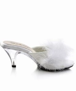 Pleaser Direct Larger Size Shoes Belle 301F White Furry Sandals