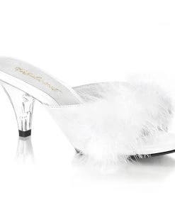Pleaser Direct Larger Size Shoes Belle 301F White Furry Sandals
