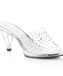 Pleaser Direct Belle 301RS Clear Mules With Crystals Larger Size Shoes