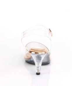 Pleaser Direct Larger Size Shoes Belle 308 Rose Gold And Clear Sandals