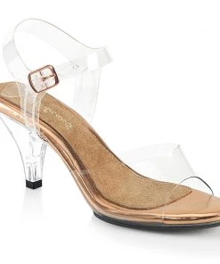Pleaser Direct Larger Size Shoes Belle 308 Rose Gold And Clear Sandals
