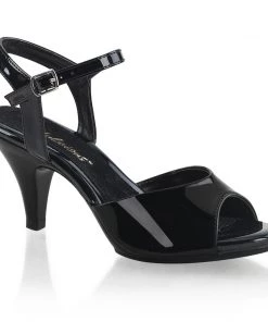 Pleaser Direct Larger Size Shoes Belle 309 Black Patent Sandals