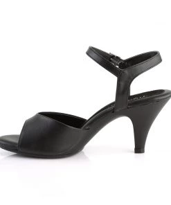 Pleaser Direct Larger Size Shoes Belle 309 Black Faux Leather Peep Toe Sandals