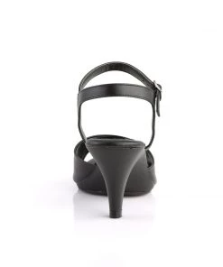 Pleaser Direct Larger Size Shoes Belle 309 Black Faux Leather Peep Toe Sandals