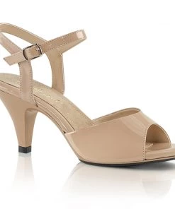 Pleaser Direct Larger Size Shoes Belle 309 Nude Patent Peep Toe Sandal