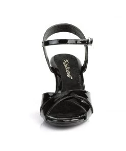 Pleaser Direct Belle 315 Black Patent Peep Toe Sandals Larger Size Shoes