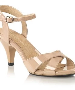 Pleaser Direct Larger Size Shoes Belle 315 Nude Patent Peep Toe Sandals