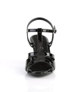 Pleaser Direct Belle 322 Black Patent T-Strap Sandals Larger Size Shoes
