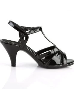 Pleaser Direct Belle 322 Black Patent T-Strap Sandals Larger Size Shoes 9 Pleaser Direct Belle 322 Black Patent T-Strap Sandals Larger Size Shoes