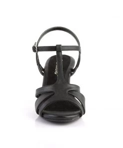 Pleaser Direct Belle 322 Black Faux Leather T-Strap Sandals Larger Size Shoes