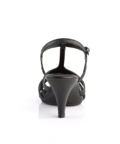 Pleaser Direct Belle 322 Black Faux Leather T-Strap Sandals Larger Size Shoes