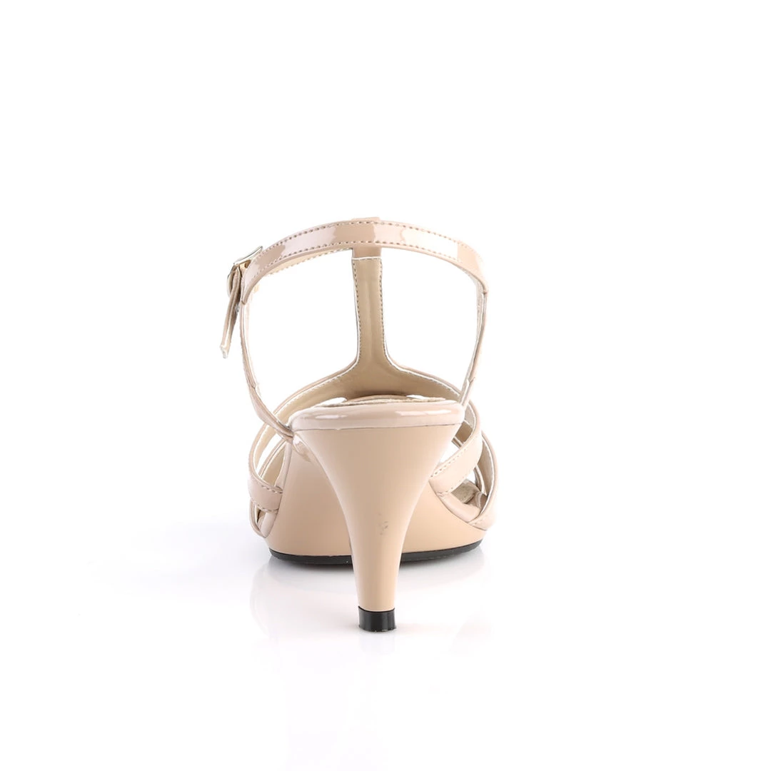 Pleaser Direct Larger Size Shoes Belle 322 Nude Patent T-Strap Sandals 4 Pleaser Direct Larger Size Shoes Belle 322 Nude Patent T-Strap Sandals