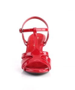 Pleaser Direct Larger Size Shoes Belle 322 Red Patent T-Strap Sandal