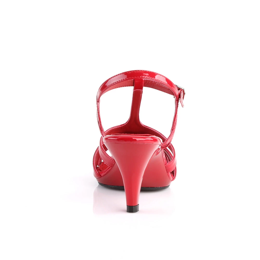 Pleaser Direct Larger Size Shoes Belle 322 Red Patent T-Strap Sandal 4 Pleaser Direct Larger Size Shoes Belle 322 Red Patent T-Strap Sandal