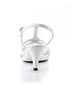 Pleaser Direct Belle 322 White Patent T-Strap Sandals Larger Size Shoes