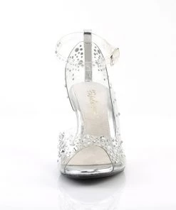 Pleaser Direct Larger Size Shoes Belle 330RS Clear Sandals With Rhinestones