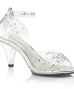 Pleaser Direct Larger Size Shoes Belle 330RS Clear Sandals With Rhinestones