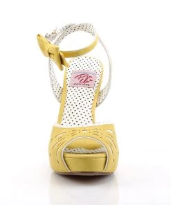 Pleaser Direct Bettie 01 Yellow Faux Leather Peep Toe High Heel
