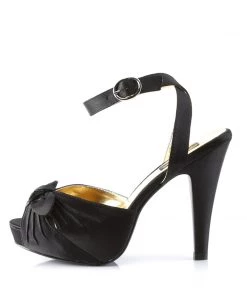 Pleaser Direct Bettie 04 Black Satin Peep Toe High Heels