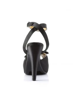 Pleaser Direct Bettie 04 Black Satin Peep Toe High Heels