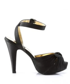 Pleaser Direct Bettie 04 Black Satin Peep Toe High Heels