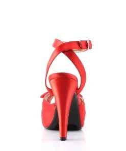 Pleaser Direct Bettie 04 Red Satin Peep Toe High Heels